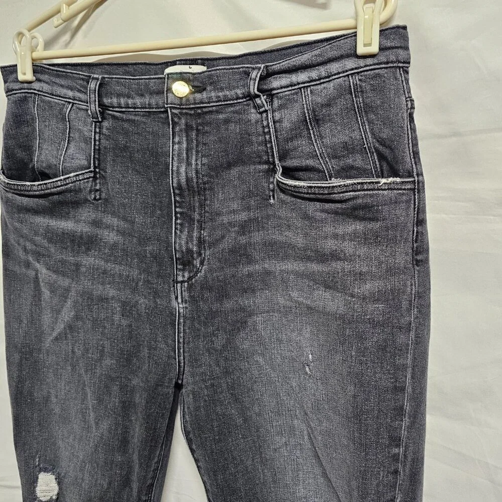 Favorite Daughter Jordie Charcoal Gray Distressed Jeans Size 34 Stretch Cotton - Picture 8 of 16